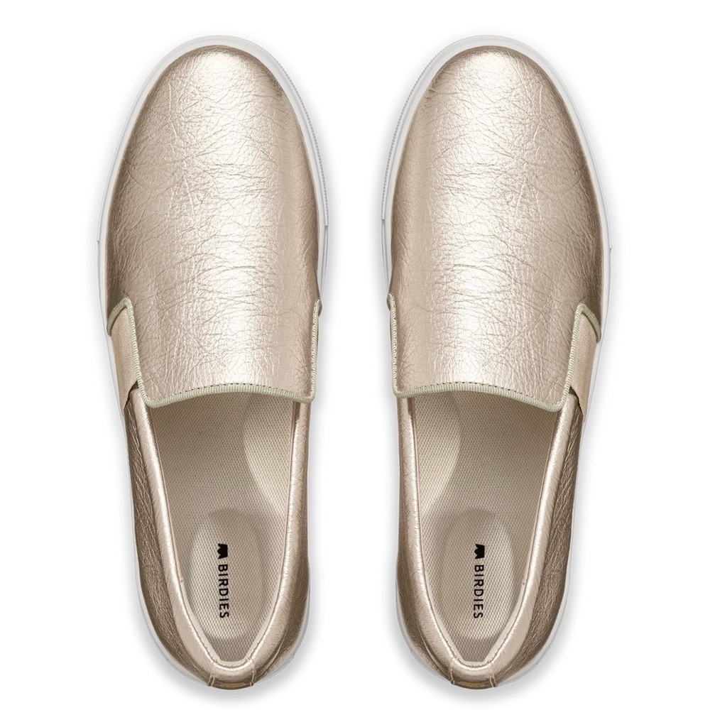 NWOT Birdies “The Swift” Gold Leather Sneakers - Picture 3 of 9
